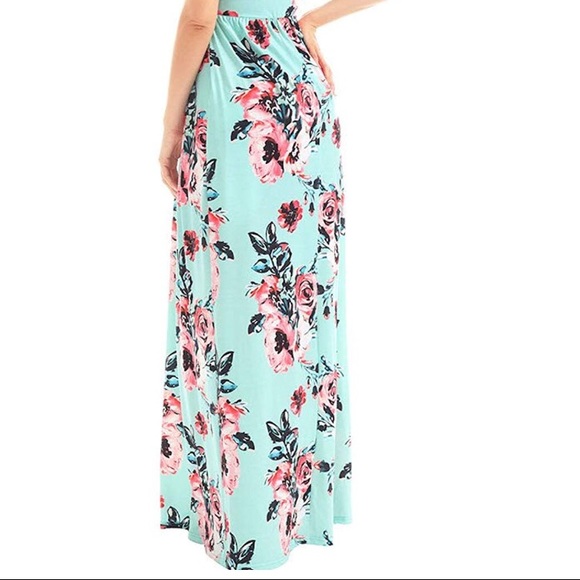 Floral Maxi Dress - Medium - Mint Green Floral - Picture 4 of 6